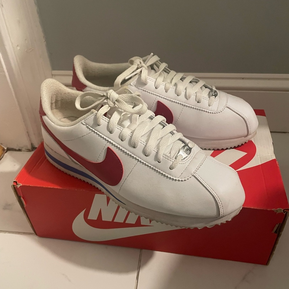 Nike Classic White and Red Cortez Sneakers